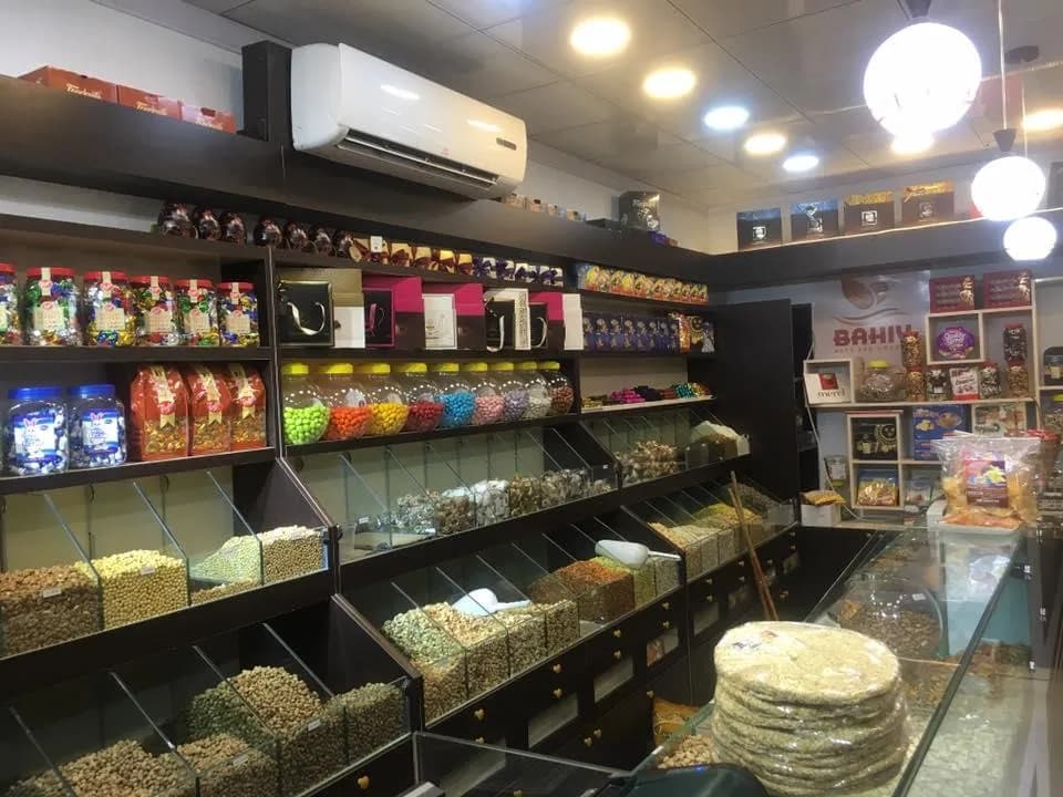 Shelves of sweets and nuts in a BAHIV store