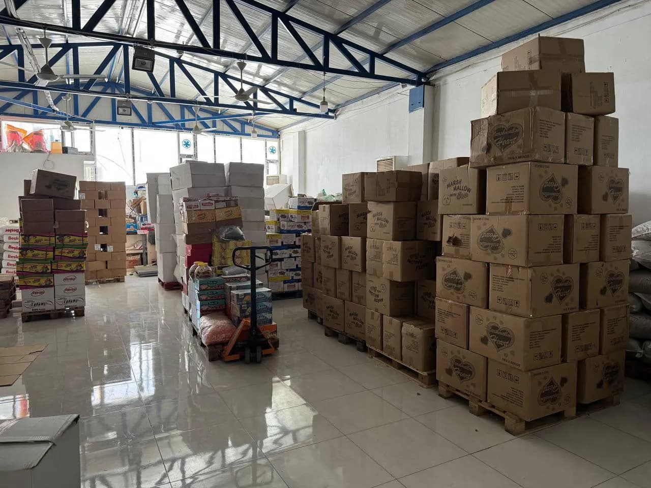 Cartons stored in the BAHIV warehouse